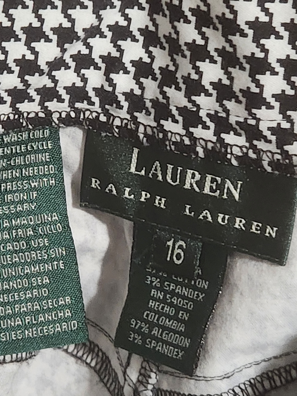 Lauren Ralph Lauren Houndstooth Crop Pants Black White Size 16 NWOT - Picture 2 of 7